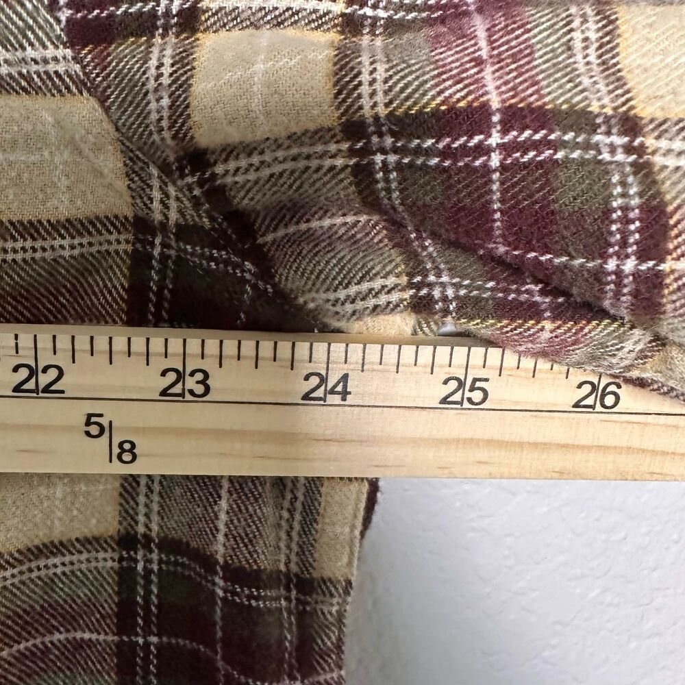L.L. Bean Men's Flannel Shirt L Regular Brown Cream Earth Tone Plaid Button - Picture 6 of 6